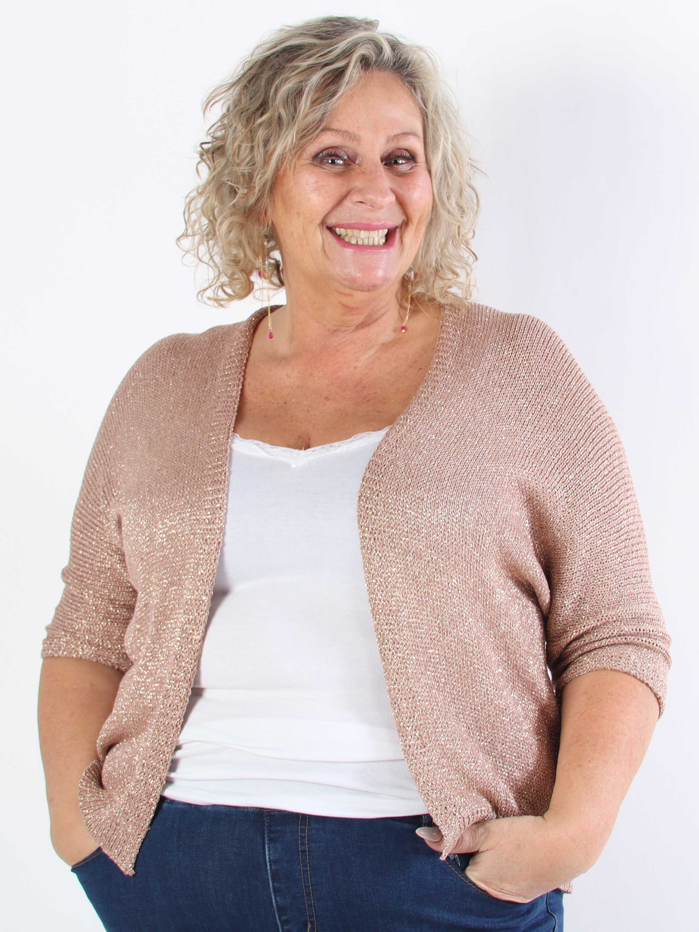 Mariela - Sød plus size cardigan i viskose med glimmertråde